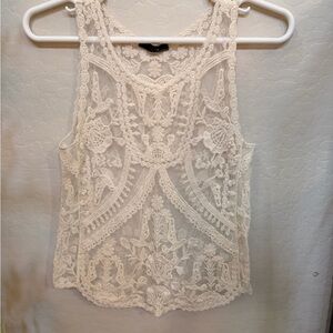 Crochet Lace Camisole Tank - White